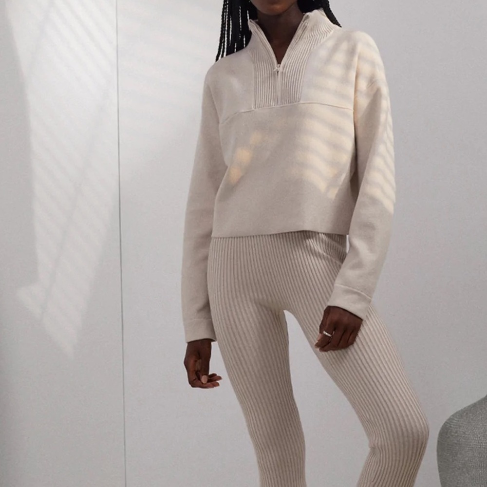 Cozy cotton silk zip pullover